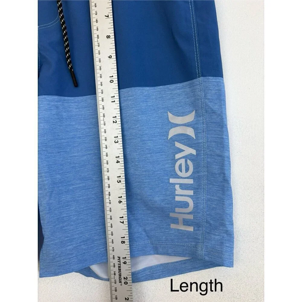 Hurley Mens Striped Boardshorts Size 30 Blue Gradient Quick-Dry With Pocket
